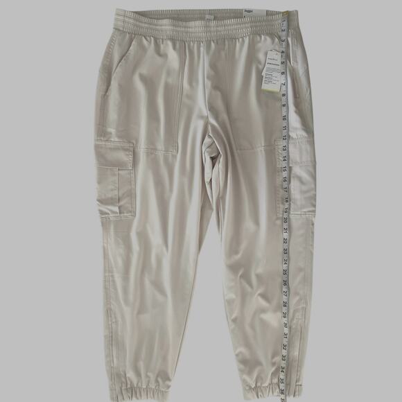 Old Navy Jogger Cargo Pants Womens Size L Cream Lined Stretch Casual Travel - Picture 8 of 16
